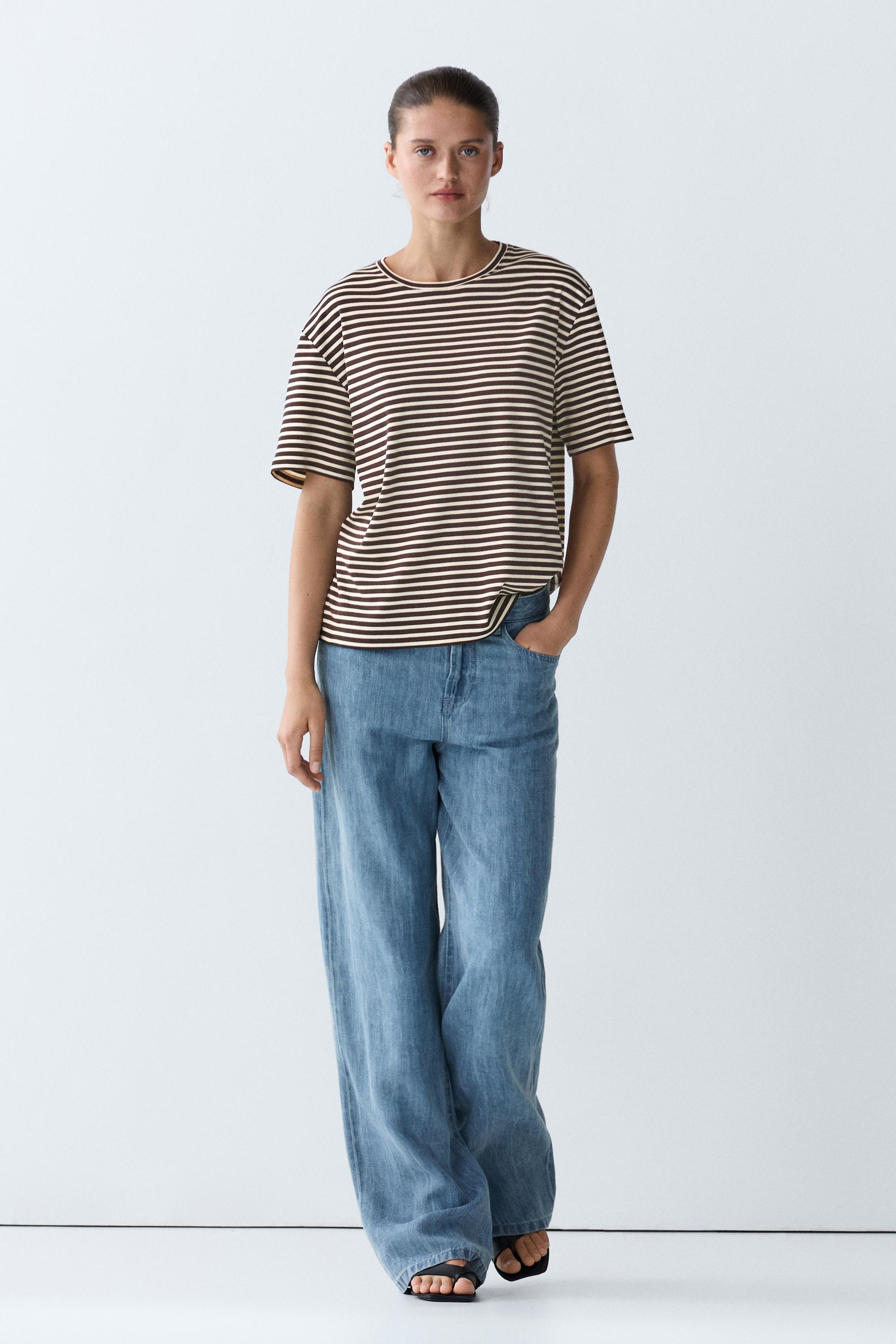 100% cotton striped short sleeve T-shirt